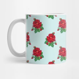 Red vintage roses on mint Mug